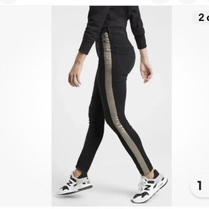 Athleta Black Jeans with Gold Stripe